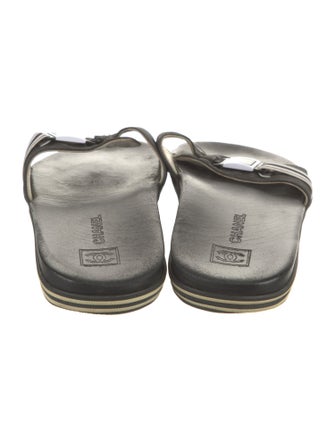 Chanel Interlocking CC Logo Leather Slides