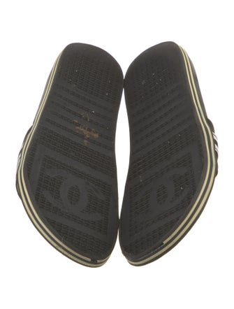 Chanel Interlocking CC Logo Leather Slides