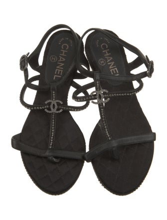 Chanel 2014 Interlocking CC Logo T-Strap Sandals