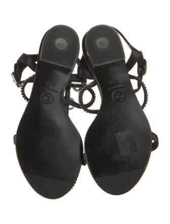 Chanel 2014 Interlocking CC Logo T-Strap Sandals