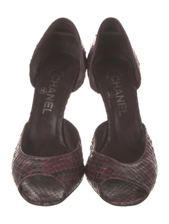 Chanel Interlocking CC Logo Python D'Orsay Pumps