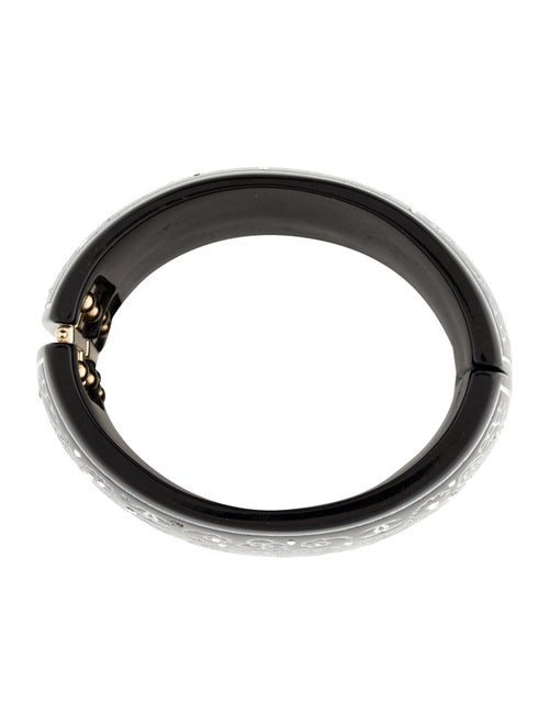 Chanel Strass & Resin Argyle Etched Hinged Bangle