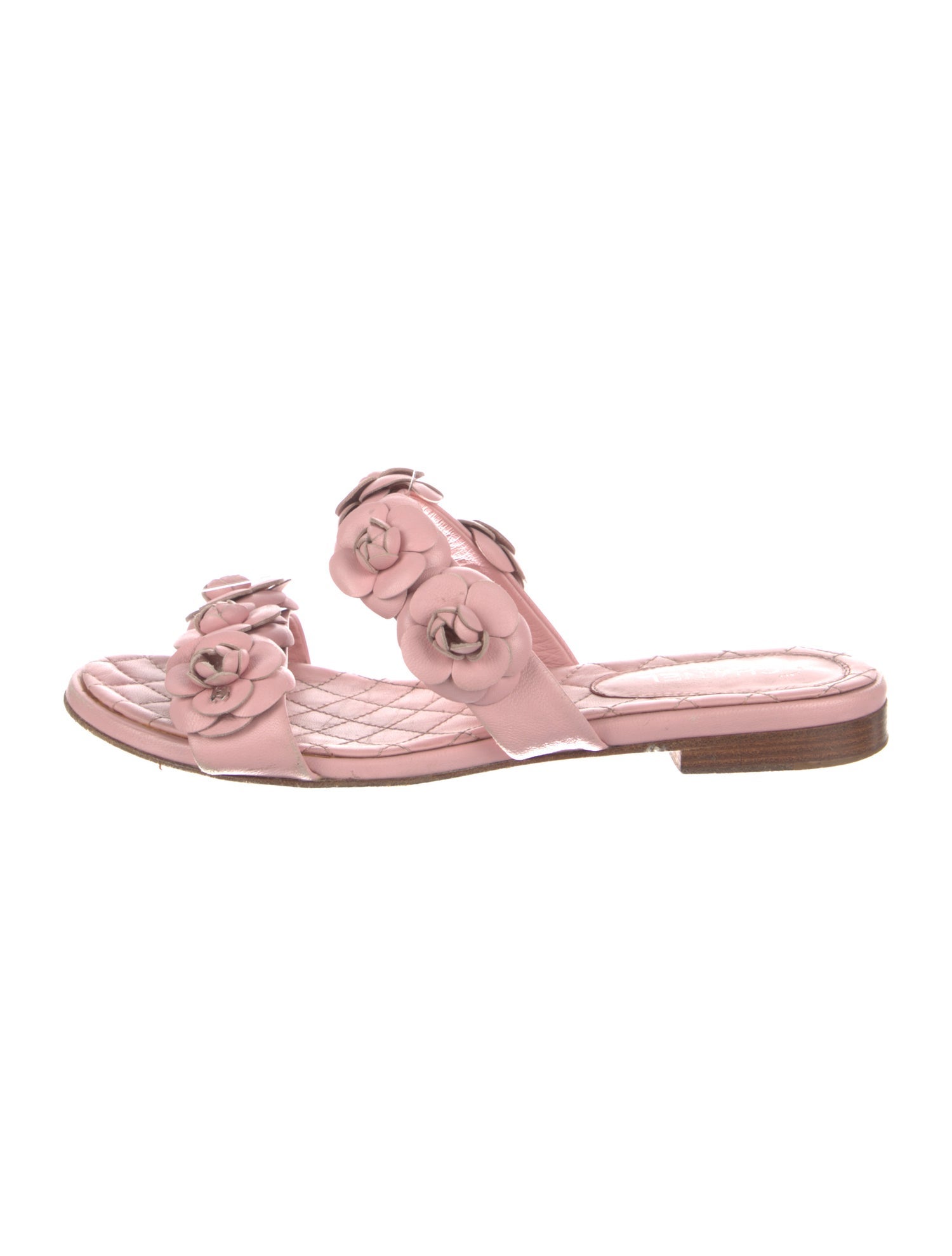 Chanel Interlocking CC Logo Leather Slides