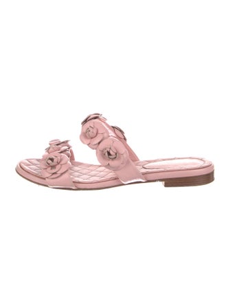 Chanel Interlocking CC Logo Leather Slides
