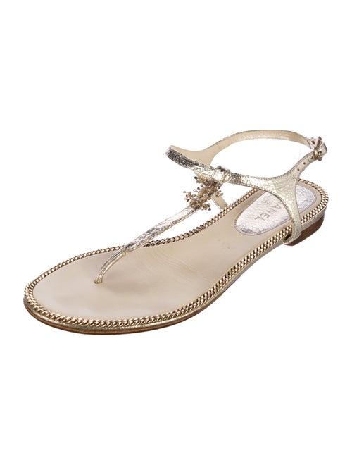 Chanel 2014 Interlocking CC Logo T-Strap Sandals