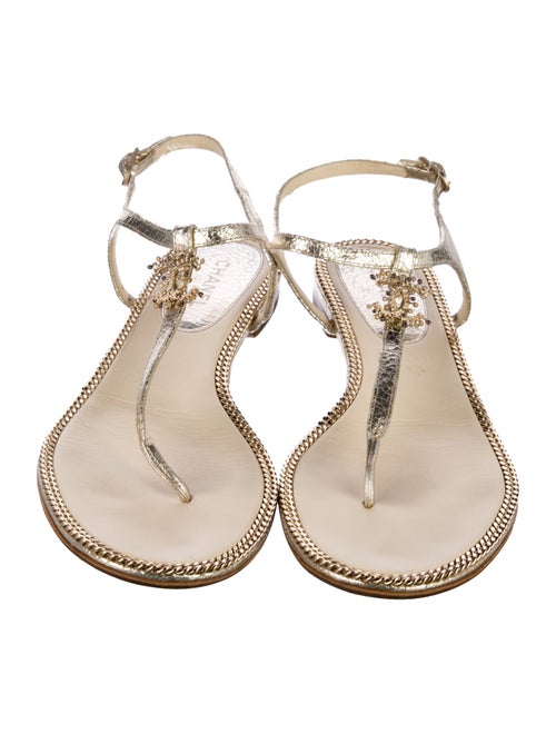 Chanel 2014 Interlocking CC Logo T-Strap Sandals