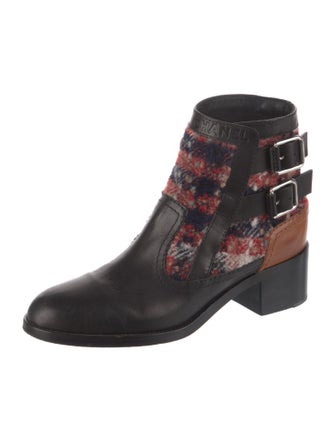 Chanel Interlocking CC Logo Tweed Combat Boots
