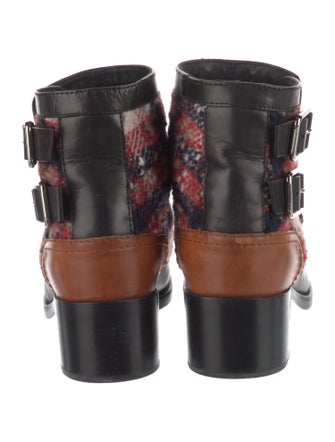 Chanel Interlocking CC Logo Tweed Combat Boots