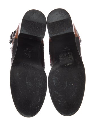 Chanel Interlocking CC Logo Tweed Combat Boots