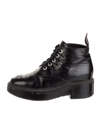 Chanel Interlocking CC Logo Leather Combat Boots