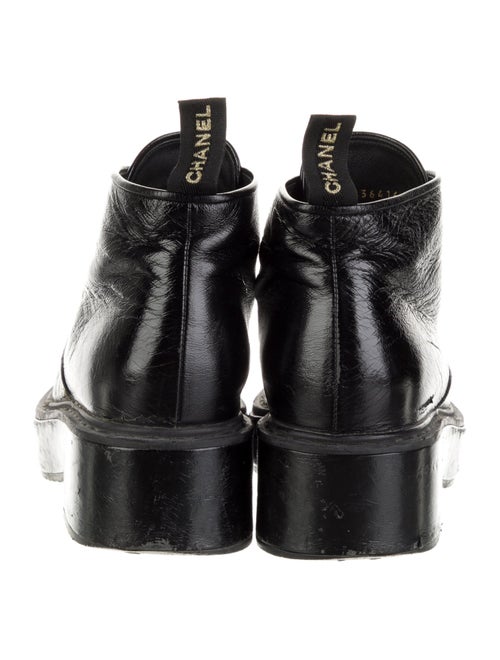 Chanel Interlocking CC Logo Leather Combat Boots