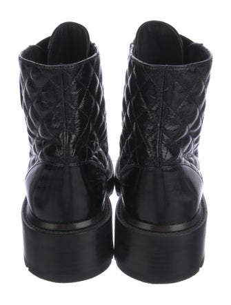 Chanel Interlocking CC Logo Patent Leather Combat Boots
