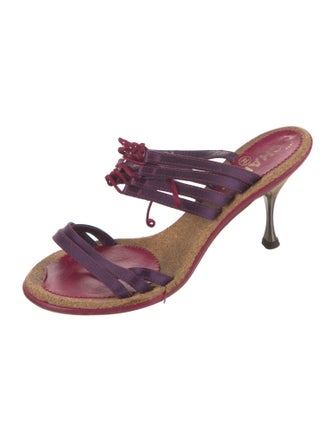 Chanel Interlocking CC Logo Satin Slides