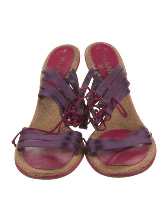 Chanel Interlocking CC Logo Satin Slides