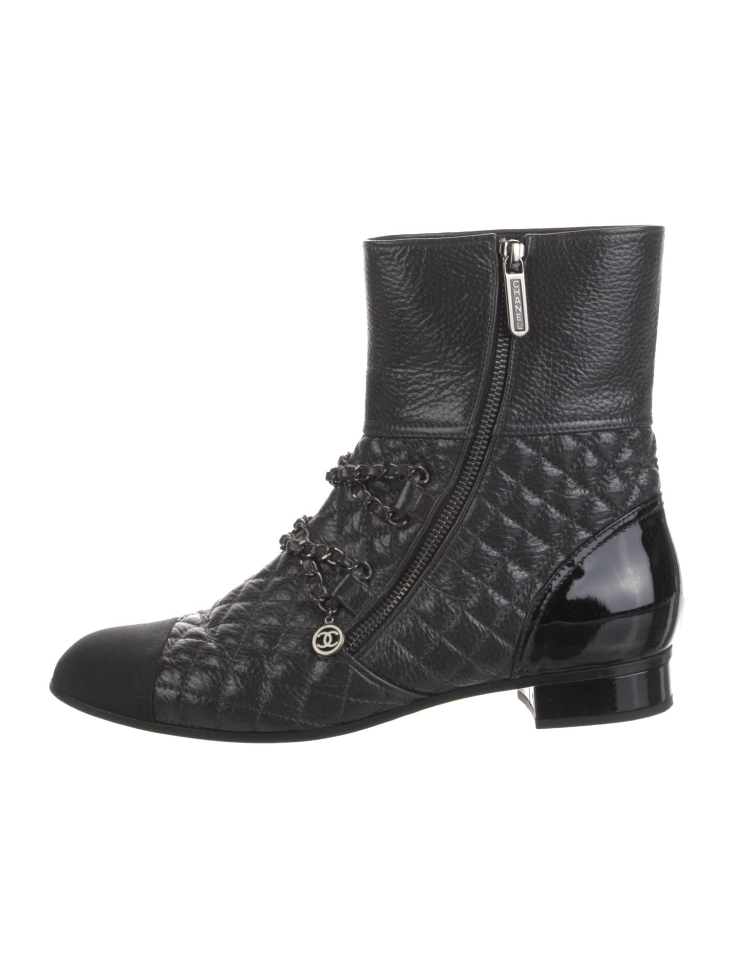 Chanel Interlocking CC Logo Leather Combat Boots