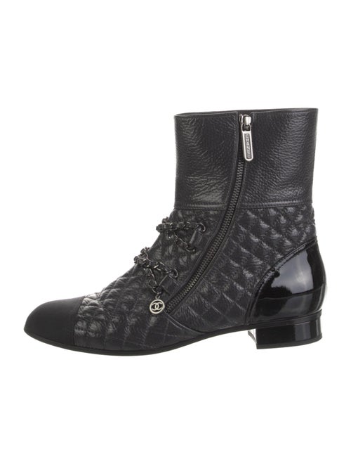 Chanel Interlocking CC Logo Leather Combat Boots