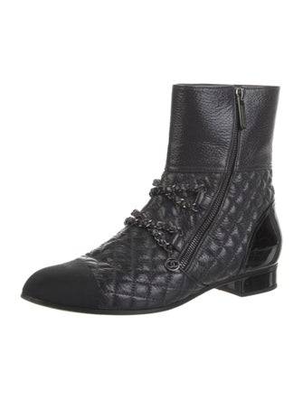 Chanel Interlocking CC Logo Leather Combat Boots