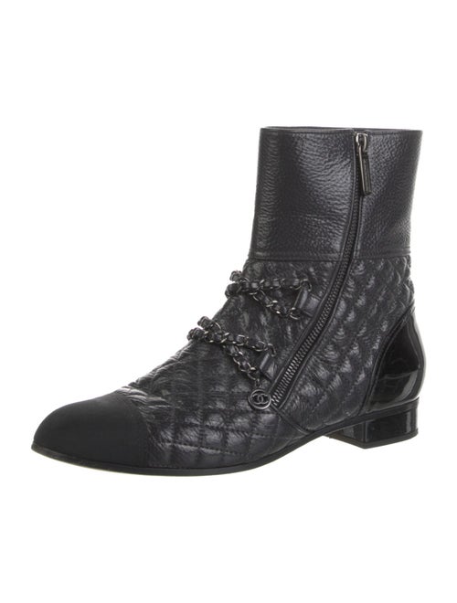 Chanel Interlocking CC Logo Leather Combat Boots