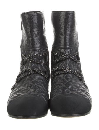 Chanel Interlocking CC Logo Leather Combat Boots