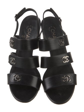 Chanel 2017 Interlocking CC Logo Slingback Sandals