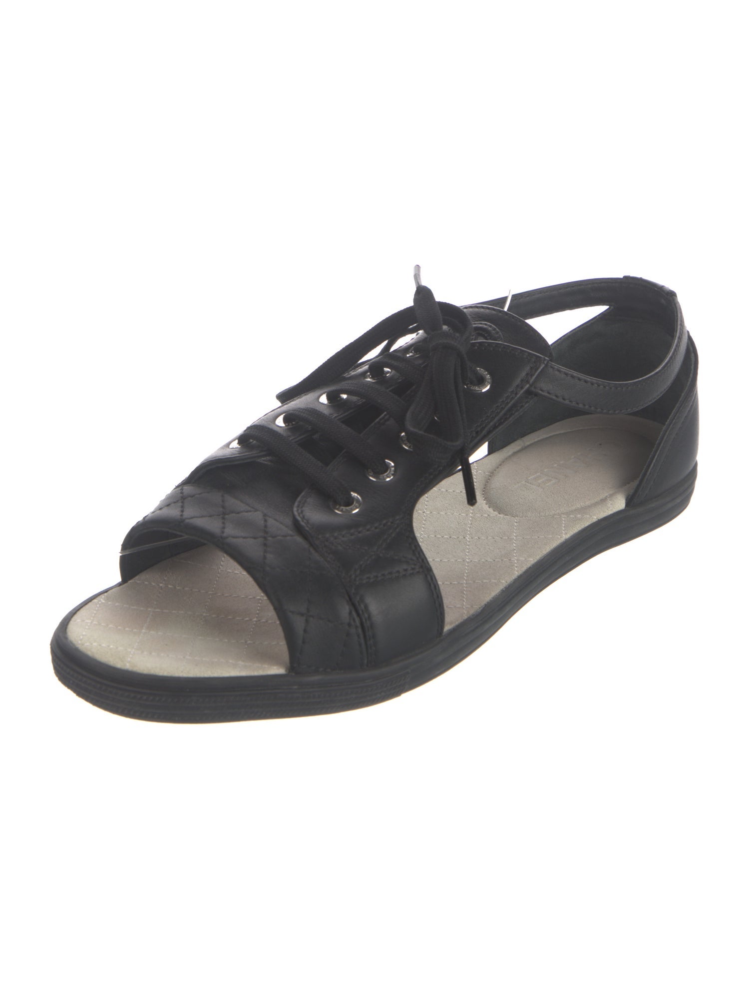 Chanel Interlocking CC Logo Leather Slides