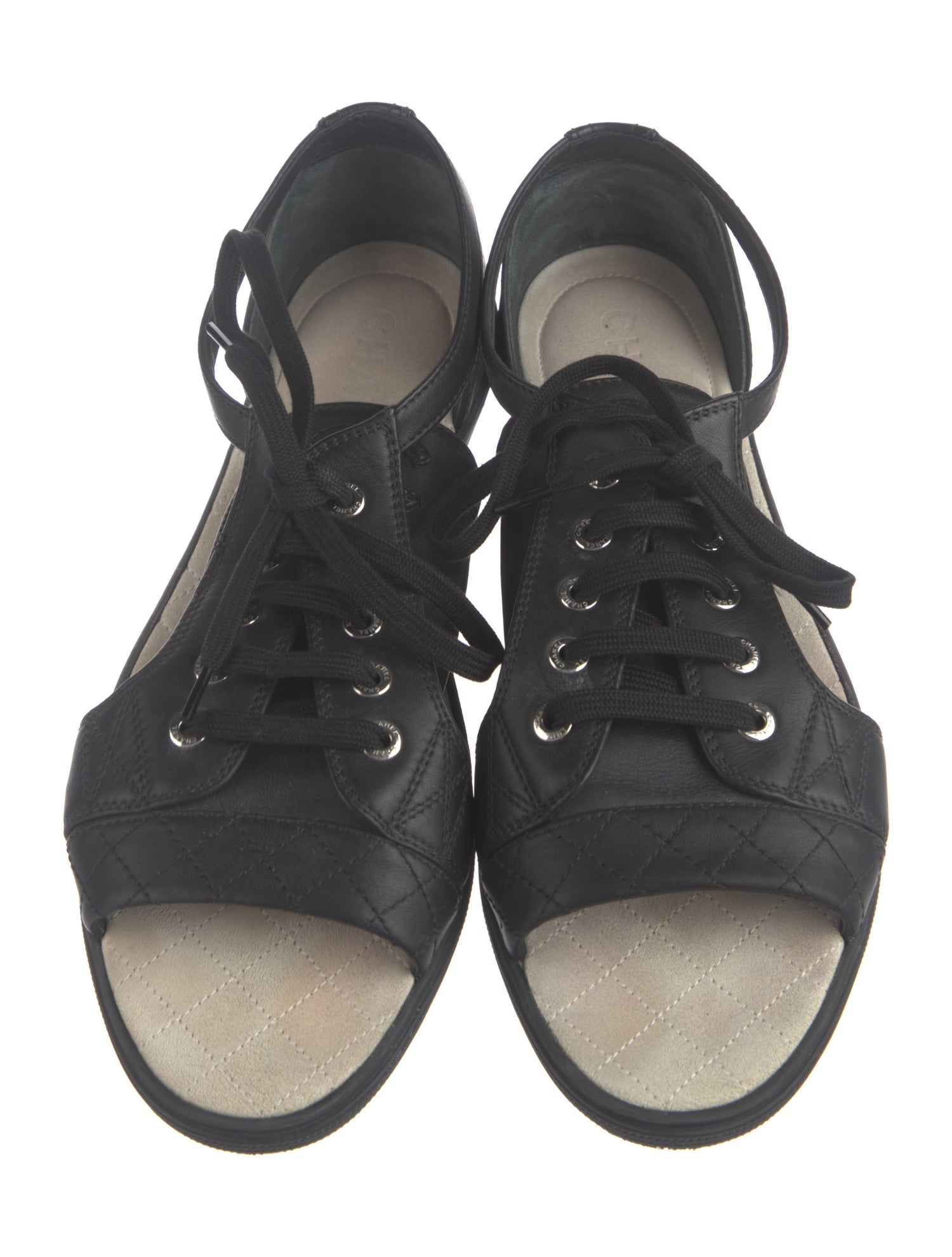 Chanel Interlocking CC Logo Leather Slides