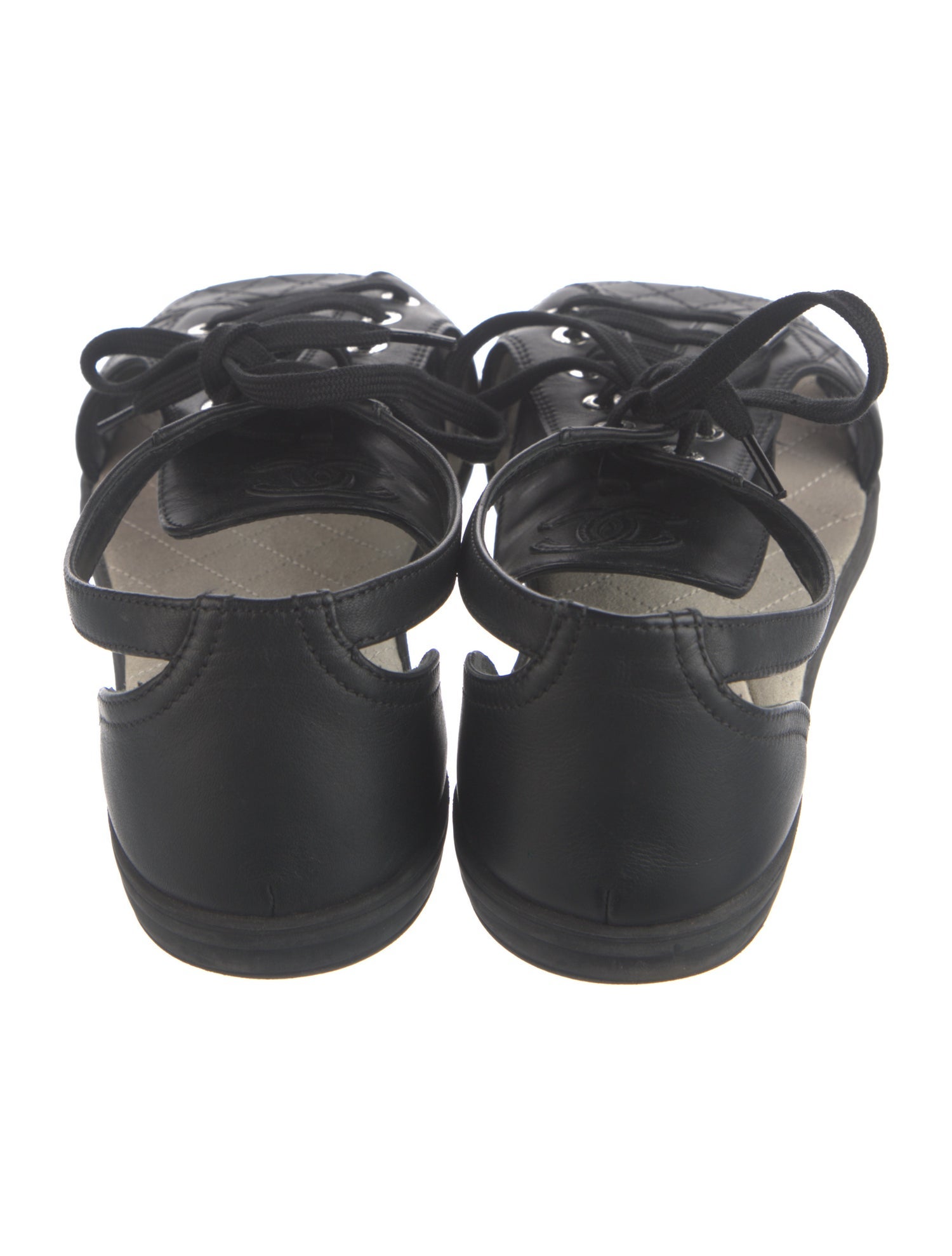 Chanel Interlocking CC Logo Leather Slides