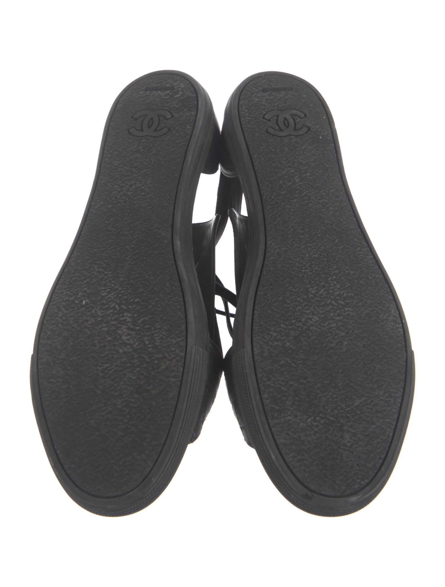 Chanel Interlocking CC Logo Leather Slides