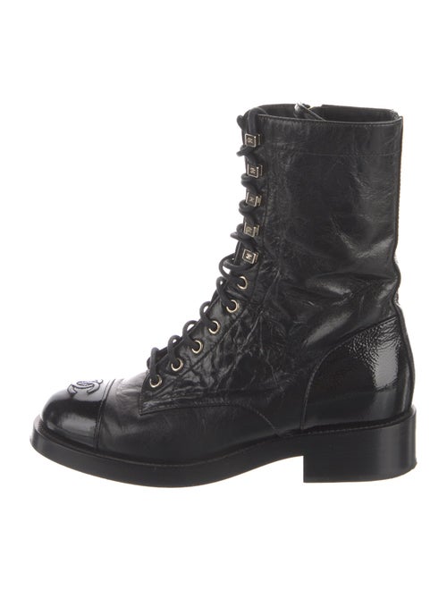 Chanel Interlocking CC Logo Lambskin Combat Boots