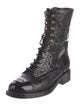 Chanel Interlocking CC Logo Lambskin Combat Boots