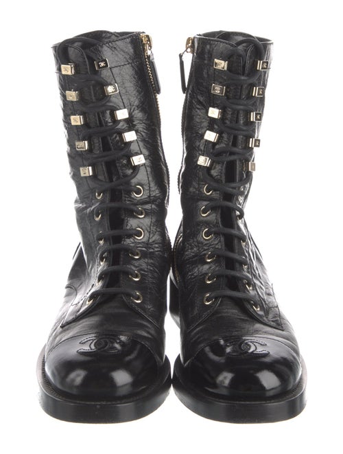 Chanel Interlocking CC Logo Lambskin Combat Boots