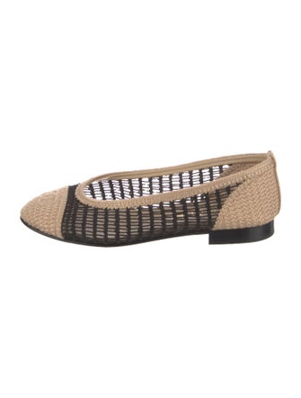 Chanel Interlocking CC Logo Raffia Flats