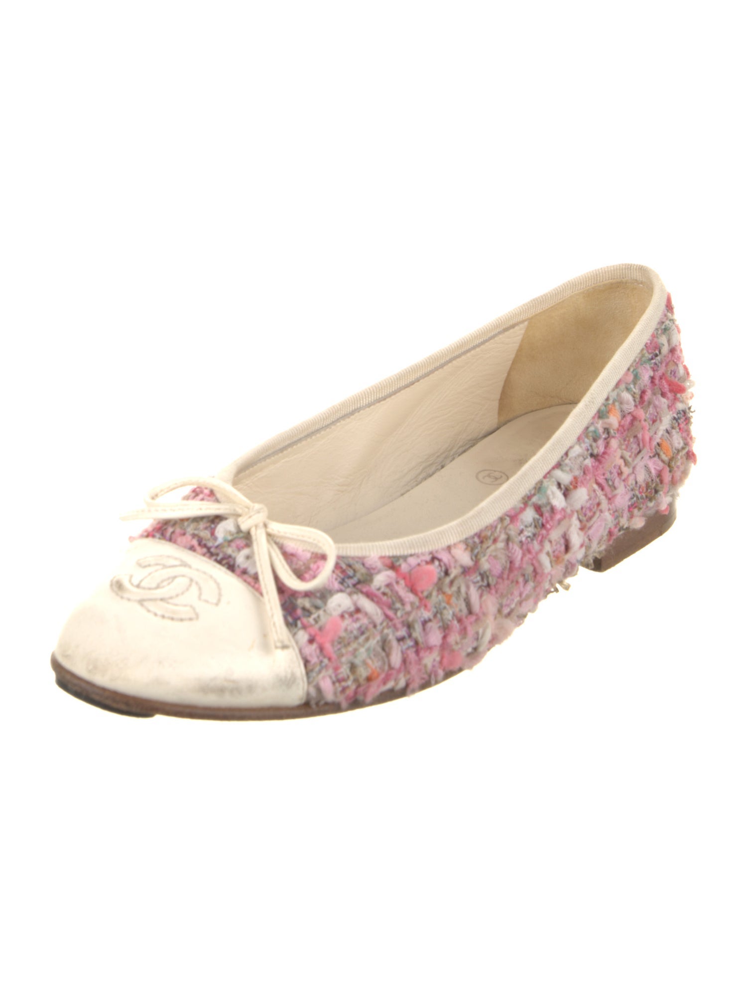 Chanel Interlocking CC Logo Tweed Flats