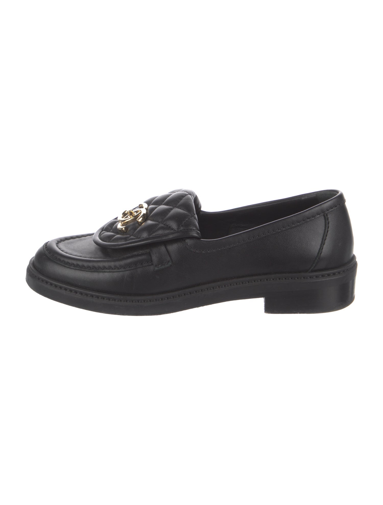Chanel Interlocking CC Logo Leather Loafers