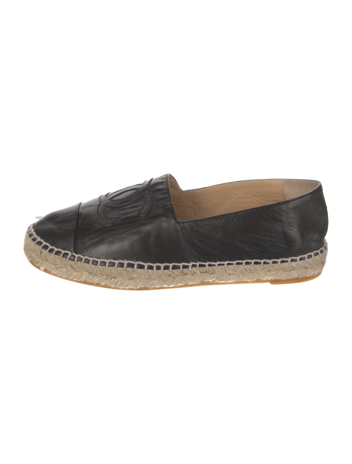 Chanel Interlocking CC Logo Leather Espadrilles