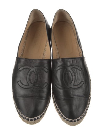 Chanel Interlocking CC Logo Leather Espadrilles