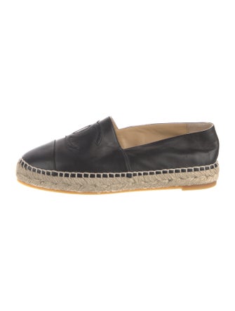 Chanel Interlocking CC Logo Leather Espadrilles