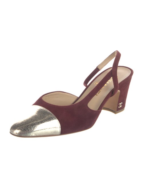 Chanel Interlocking CC Logo Suede Slingback Pumps