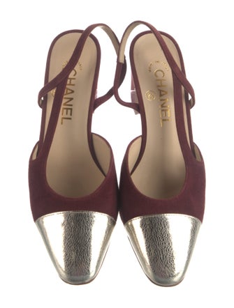 Chanel Interlocking CC Logo Suede Slingback Pumps