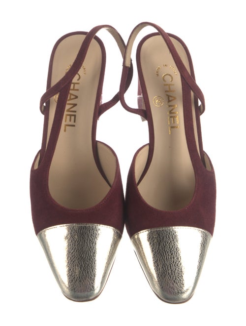 Chanel Interlocking CC Logo Suede Slingback Pumps