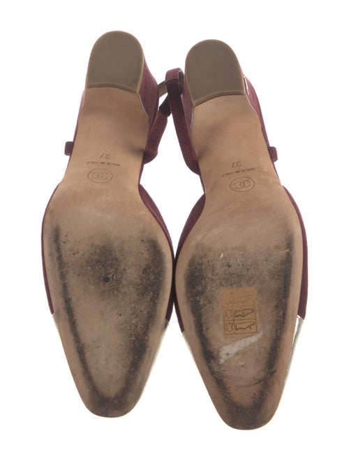 Chanel Interlocking CC Logo Suede Slingback Pumps