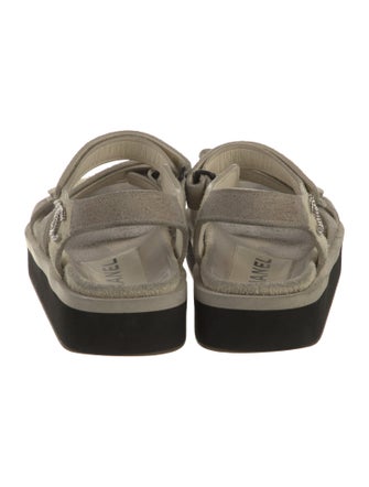 Chanel Interlocking CC Logo Suede Slingback Sandals