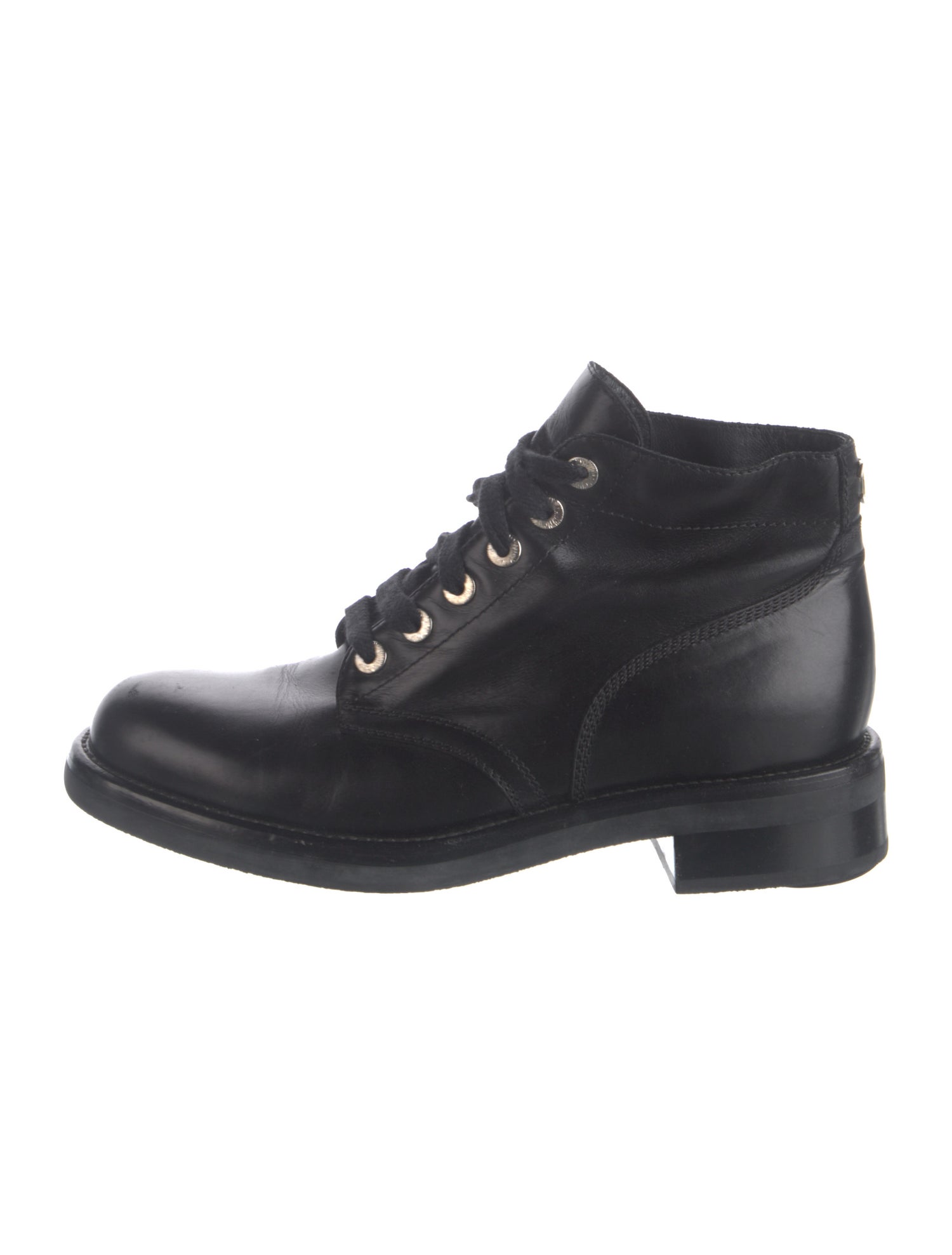 Chanel Interlocking CC Logo Calfskin Combat Boots