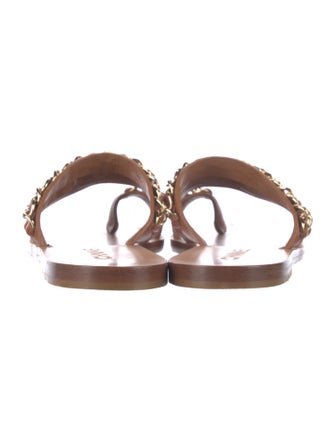Chanel Leather Chain-Link Accents Slides