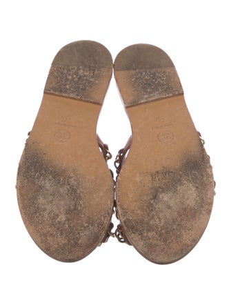 Chanel Leather Chain-Link Accents Slides