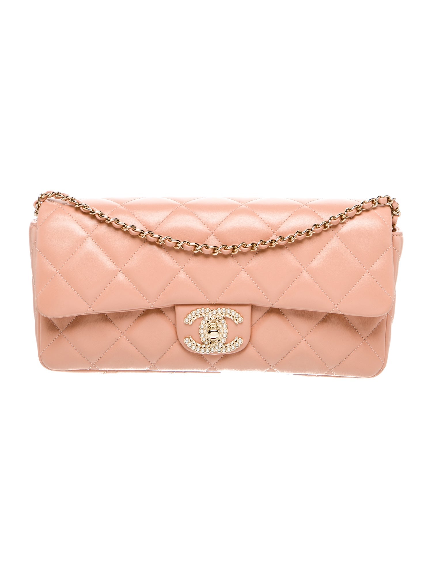 Chanel Quilted Pearl CC Flap Clutch w/ Chain