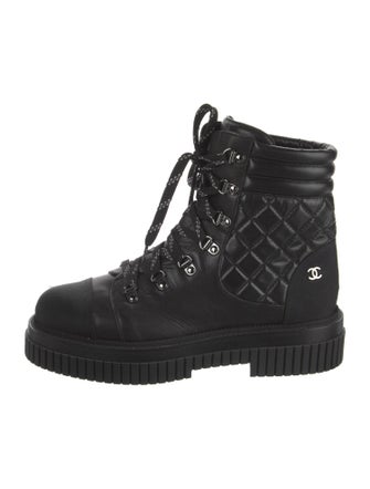 Chanel Interlocking CC Logo Leather Combat Boots