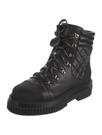 Chanel Interlocking CC Logo Leather Combat Boots