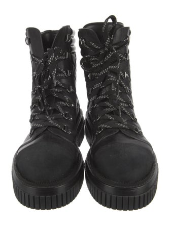 Chanel Interlocking CC Logo Leather Combat Boots