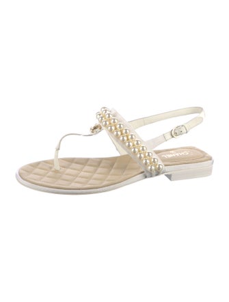 Chanel Interlocking CC Logo T-Strap Sandals